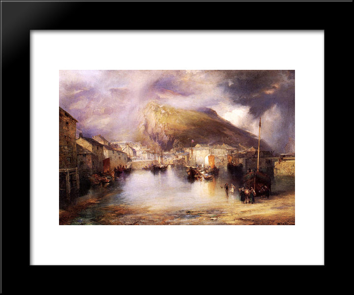 An English Fishing Village, Polperro, Cornwall 20x24 Black Modern Wood Framed Art Print Poster by Moran, Thomas
