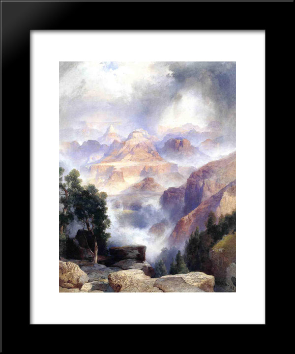 A Showrey Day, Grand Canyon 20x24 Black Modern Wood Framed Art Print Poster by Moran, Thomas