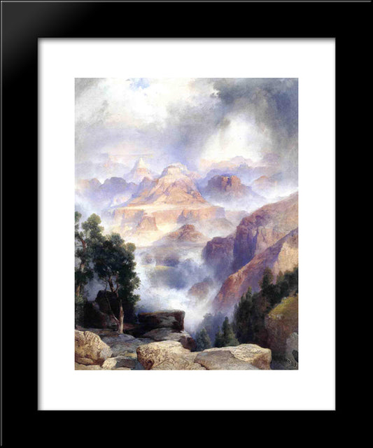 A Showrey Day, Grand Canyon 20x24 Black Modern Wood Framed Art Print Poster by Moran, Thomas