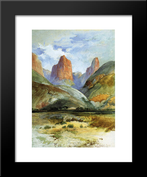 Colburn'S Butte, South Utah 20x24 Black Modern Wood Framed Art Print Poster by Moran, Thomas