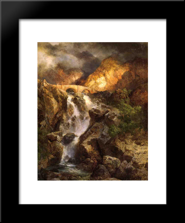 Cascading Water 20x24 Black Modern Wood Framed Art Print Poster by Moran, Thomas