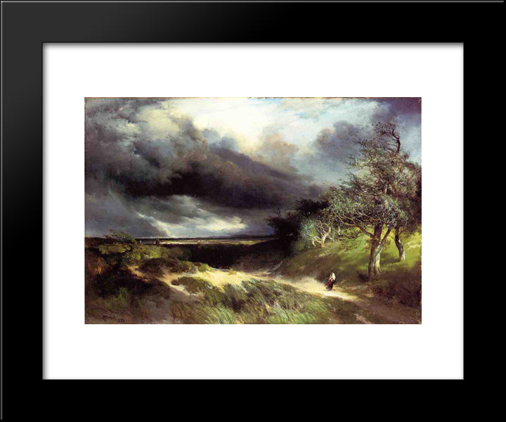 East Hampton, Long Island, Sand 20x24 Black Modern Wood Framed Art Print Poster by Moran, Thomas