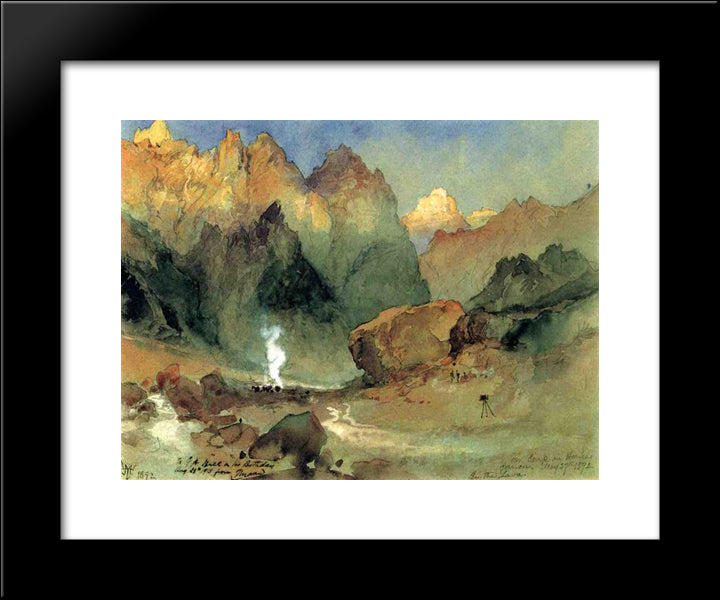 In The Lava Beds 20x24 Black Modern Wood Framed Art Print Poster by Moran, Thomas