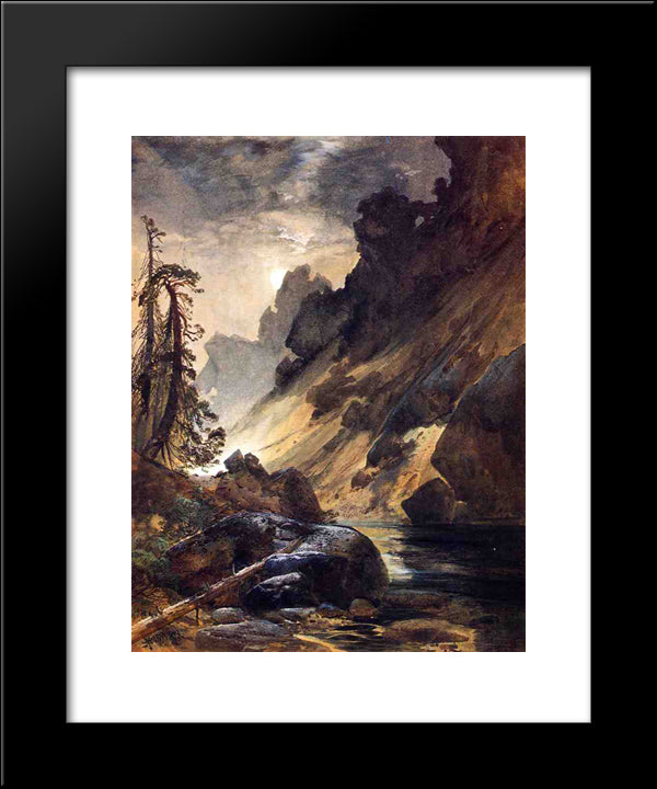 Moonlight, Devil'S Den 20x24 Black Modern Wood Framed Art Print Poster by Moran, Thomas