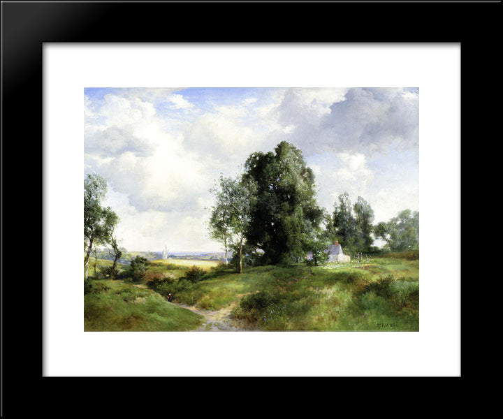 Old Windmill, East Hampton, Long Island, New York 20x24 Black Modern Wood Framed Art Print Poster by Moran, Thomas