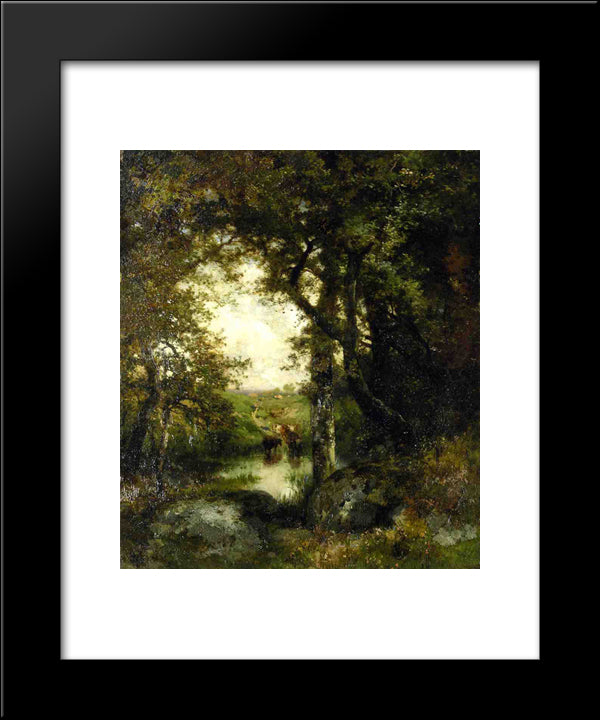 Pool In The Forest, Long Island 20x24 Black Modern Wood Framed Art Print Poster by Moran, Thomas