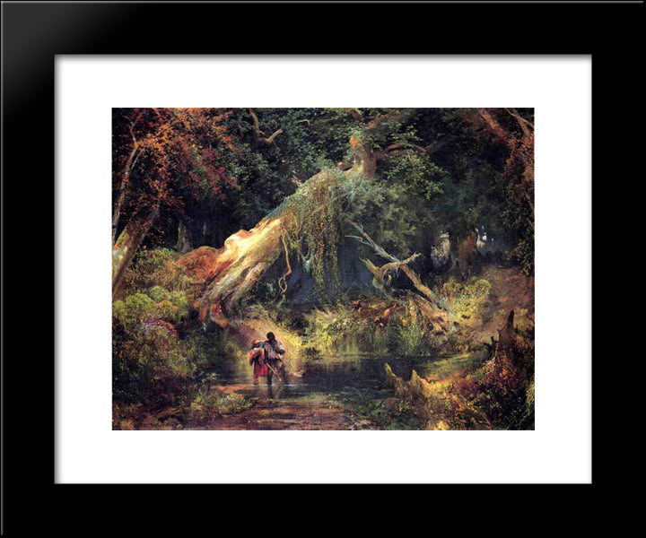 Slave Hunt, Dismal Swamp, Virginia 20x24 Black Modern Wood Framed Art Print Poster by Moran, Thomas