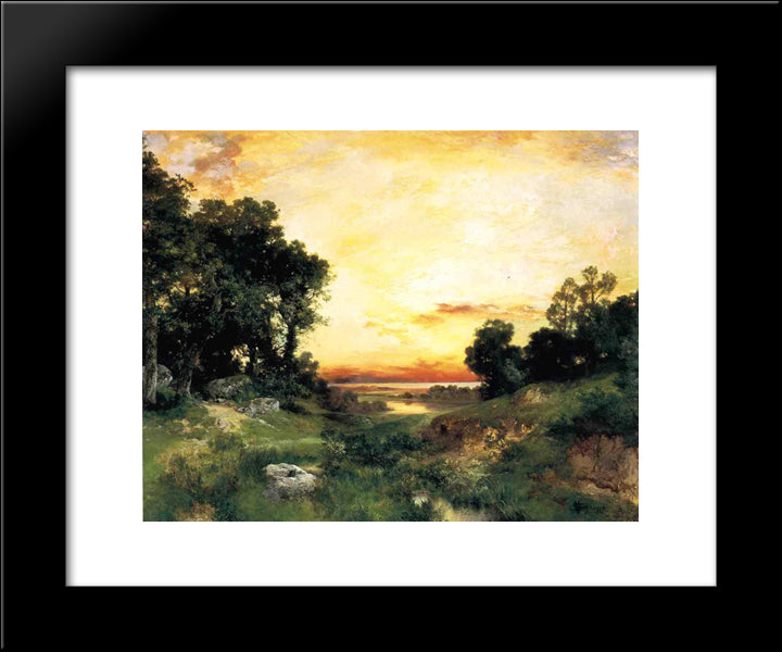 Sunset, Long Island Sound 20x24 Black Modern Wood Framed Art Print Poster by Moran, Thomas