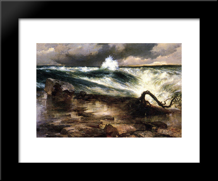 The Rapids Above Niagara 20x24 Black Modern Wood Framed Art Print Poster by Moran, Thomas