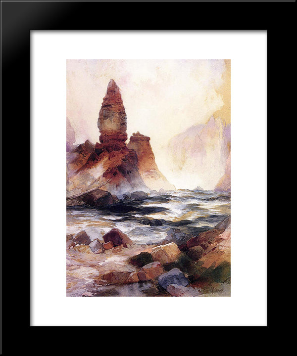 Tower Falls And Sulphur Rock, Yellowstone 20x24 Black Modern Wood Framed Art Print Poster by Moran, Thomas