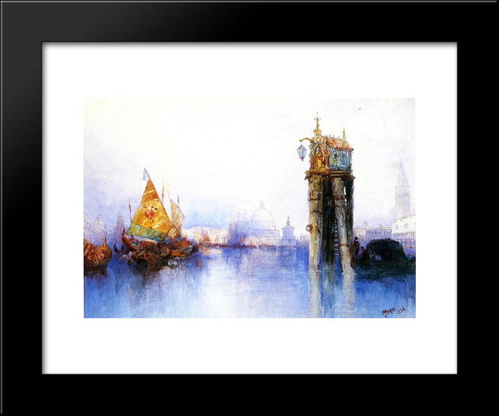 Venetian Canal Scene 20x24 Black Modern Wood Framed Art Print Poster by Moran, Thomas