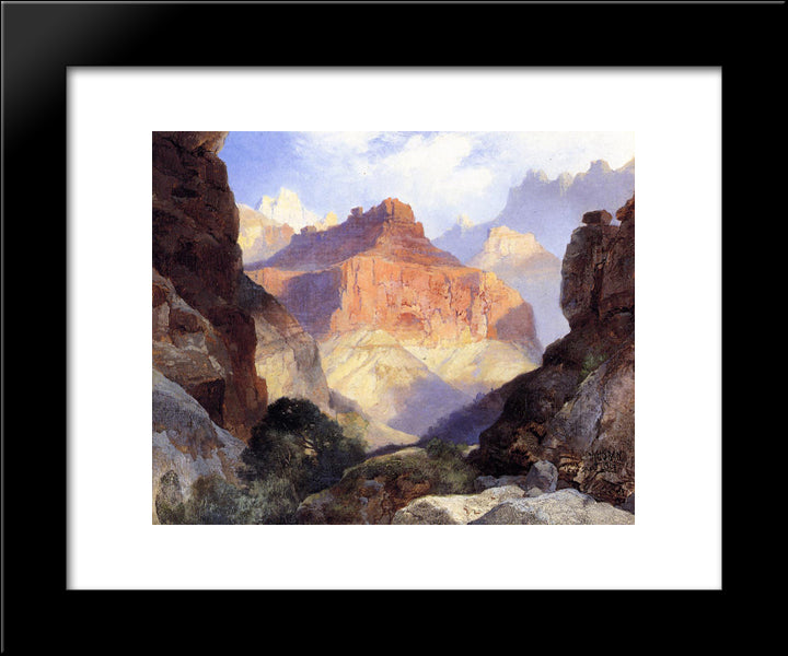 Under The Red Wall, Grand Canyon Of Arizona 20x24 Black Modern Wood Framed Art Print Poster by Moran, Thomas