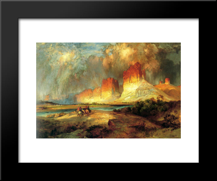 Cliffs Of The Upper Colorado River, Wyoming Territory 20x24 Black Modern Wood Framed Art Print Poster by Moran, Thomas