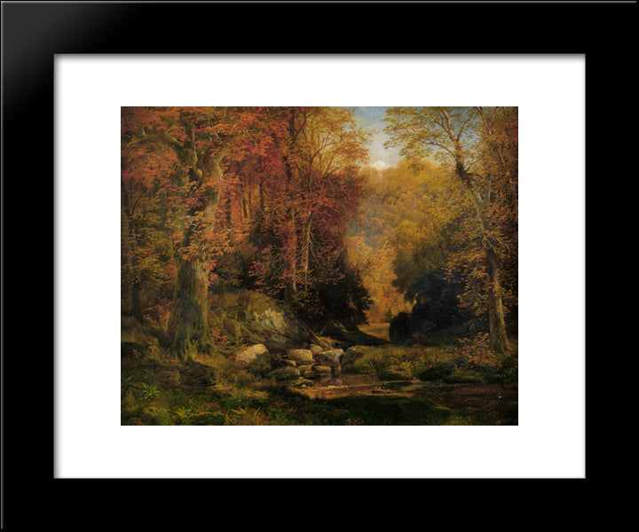 Woodland Interior With Rocky Stream 20x24 Black Modern Wood Framed Art Print Poster by Moran, Thomas