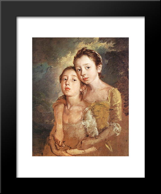 Artist'S Daughters With A Cat 20x24 Black Modern Wood Framed Art Print Poster by Gainsborough, Thomas