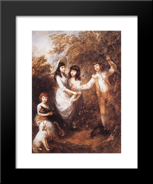 The Marsham Children 20x24 Black Modern Wood Framed Art Print Poster by Gainsborough, Thomas