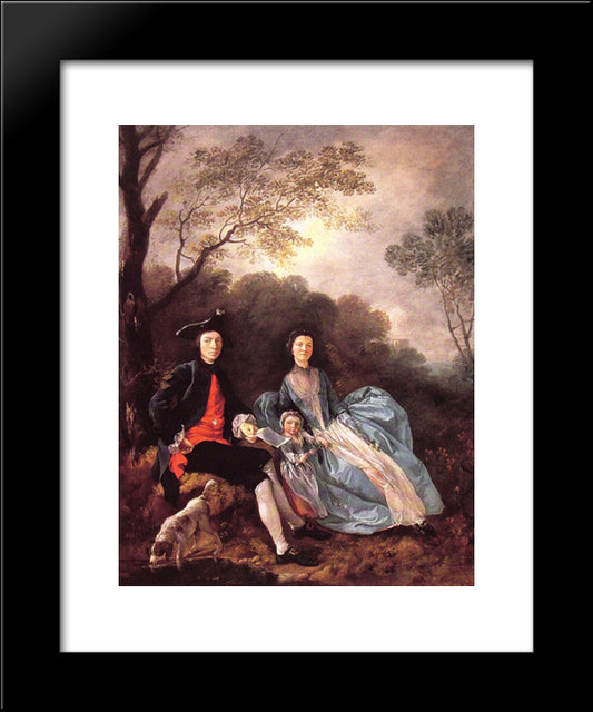 Portrait Of The Artist With His Wife And Daughter 20x24 Black Modern Wood Framed Art Print Poster by Gainsborough, Thomas