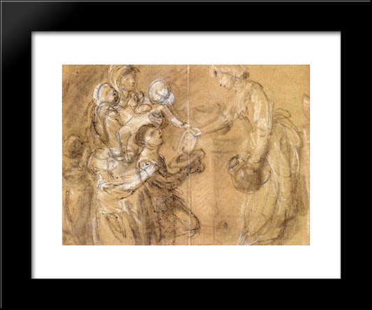 A Study For 'Charity Relieving Distress' 20x24 Black Modern Wood Framed Art Print Poster by Gainsborough, Thomas