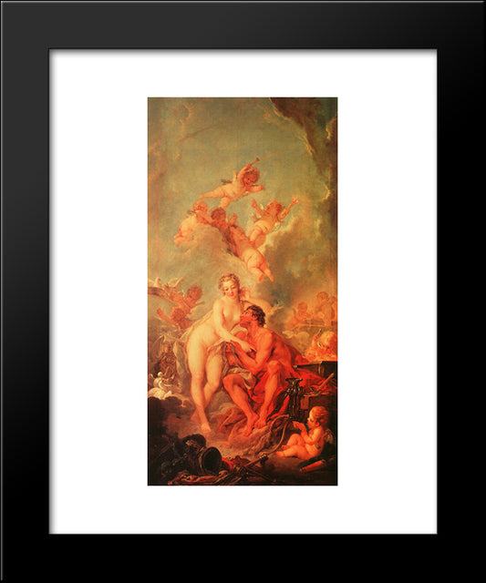 The Visit Of Venus To Vulcan 20x24 Black Modern Wood Framed Art Print Poster by Boucher, Francois