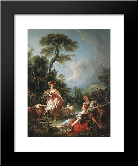 A Summer Pastoral 20x24 Black Modern Wood Framed Art Print Poster by Boucher, Francois