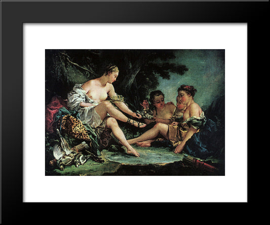 Diana'S Return From The Hunt 20x24 Black Modern Wood Framed Art Print Poster by Boucher, Francois