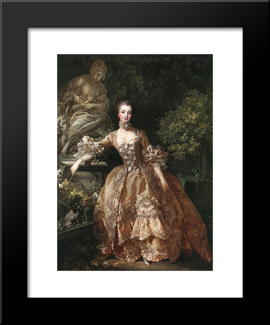 Portrait Of Marquise De Pompadour 20x24 Black Modern Wood Framed Art Print Poster by Boucher, Francois