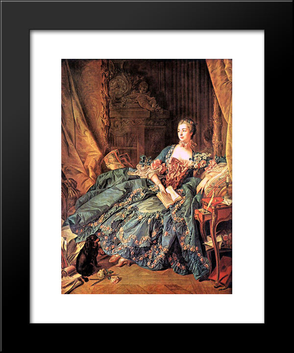 The Marquise De Pompadour 20x24 Black Modern Wood Framed Art Print Poster by Boucher, Francois