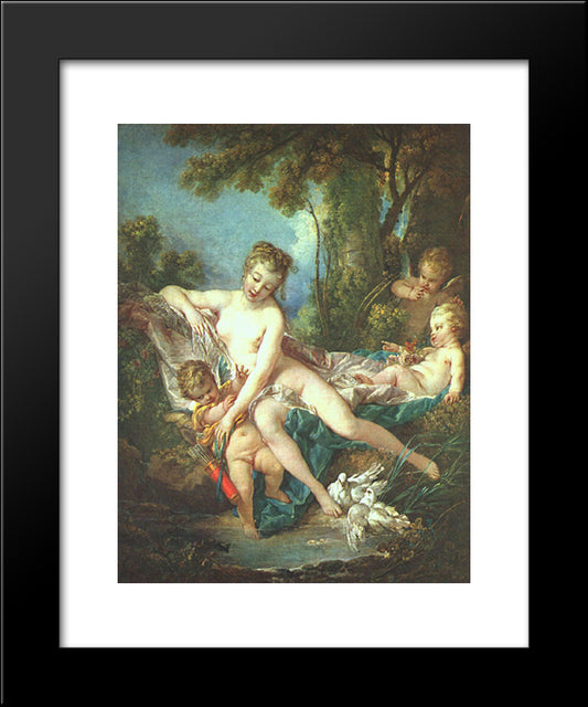 Venus Consoling Love 20x24 Black Modern Wood Framed Art Print Poster by Boucher, Francois