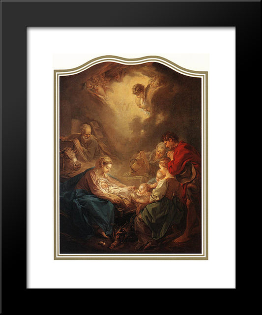 Adoration Of The Shepherds 20x24 Black Modern Wood Framed Art Print Poster by Boucher, Francois