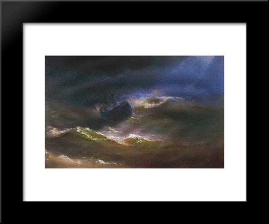 Maria In A Storm 20x24 Black Modern Wood Framed Art Print Poster by Aivazovsky, Ivan