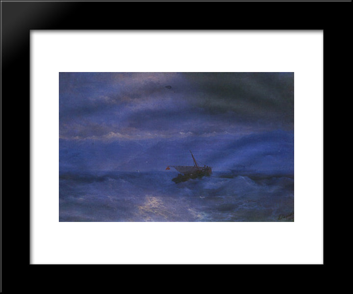 Caucasus From The Sea 20x24 Black Modern Wood Framed Art Print Poster by Aivazovsky, Ivan