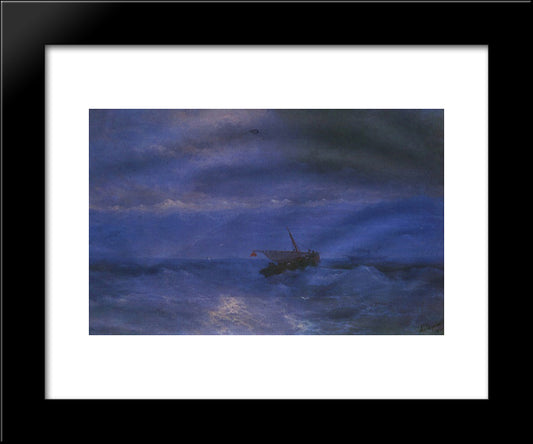 Caucasus From The Sea 20x24 Black Modern Wood Framed Art Print Poster by Aivazovsky, Ivan