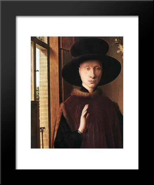 Portrait Of Giovanni Arnolfini And His Wife [Detail: 1] 20x24 Black Modern Wood Framed Art Print Poster by van Eyck, Jan