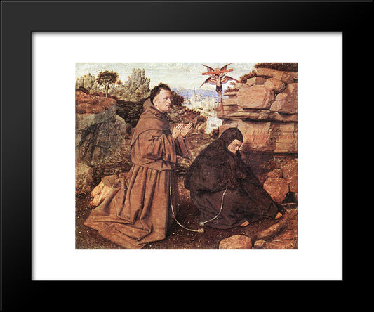 Stigmatization Of St Francis 20x24 Black Modern Wood Framed Art Print Poster by van Eyck, Jan