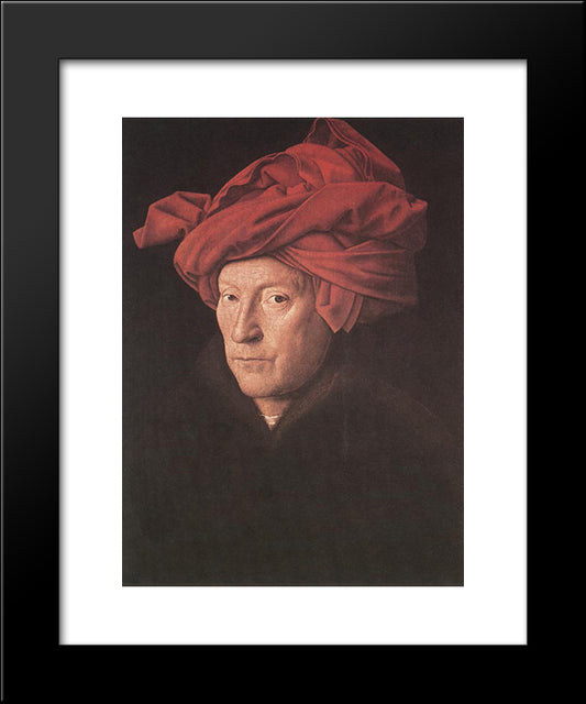 Man In A Turban 20x24 Black Modern Wood Framed Art Print Poster by van Eyck, Jan