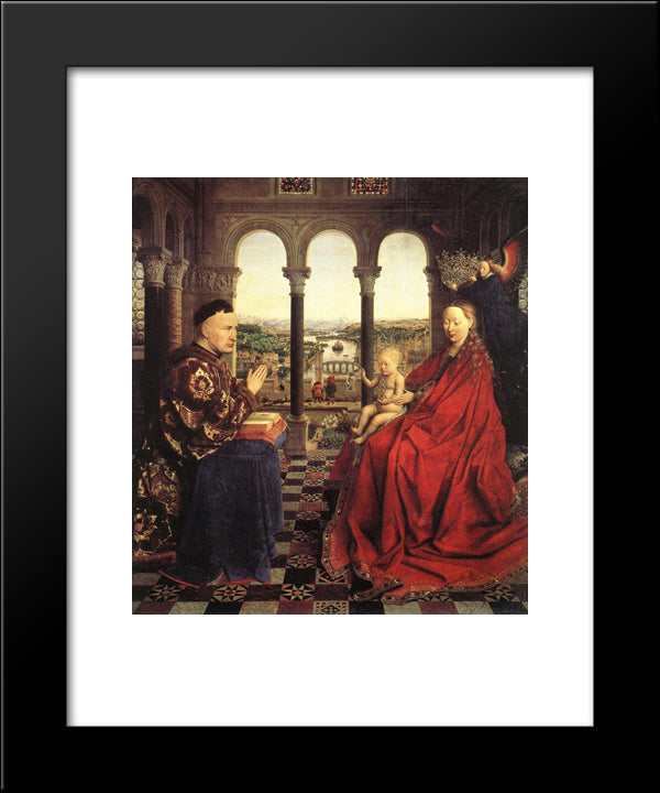 The Virgin Of Chancellor Rolin 20x24 Black Modern Wood Framed Art Print Poster by van Eyck, Jan