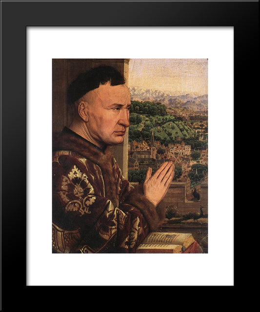 The Virgin Of Chancellor Rolin [Detail: 3] 20x24 Black Modern Wood Framed Art Print Poster by van Eyck, Jan