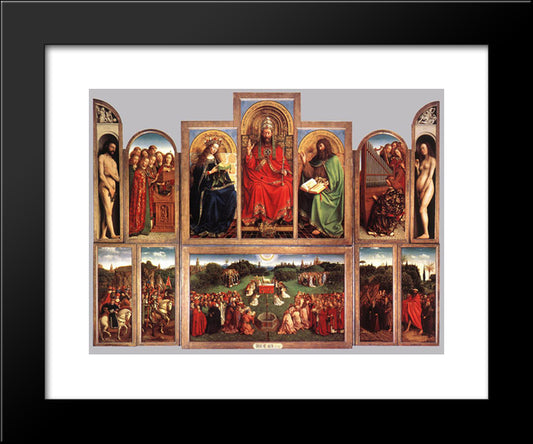 The Ghent Altarpiece (Wings Open) 20x24 Black Modern Wood Framed Art Print Poster by van Eyck, Jan