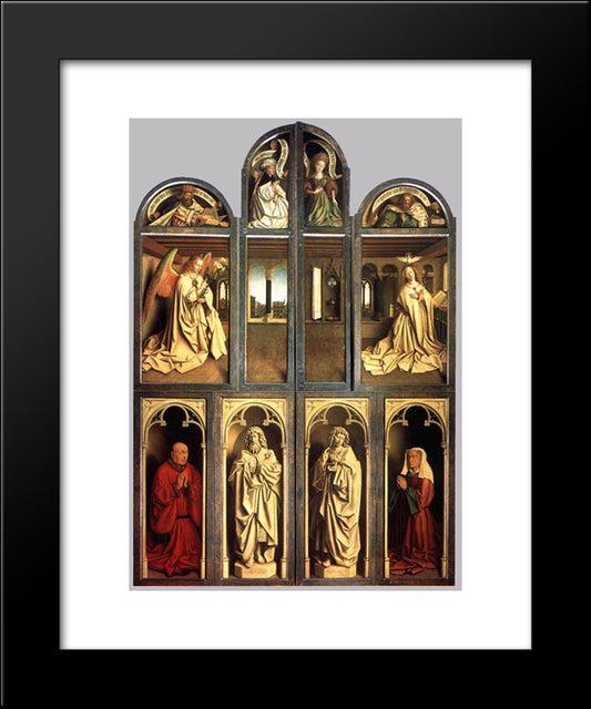 The Ghent Altarpiece (Wings Closed) 20x24 Black Modern Wood Framed Art Print Poster by van Eyck, Jan