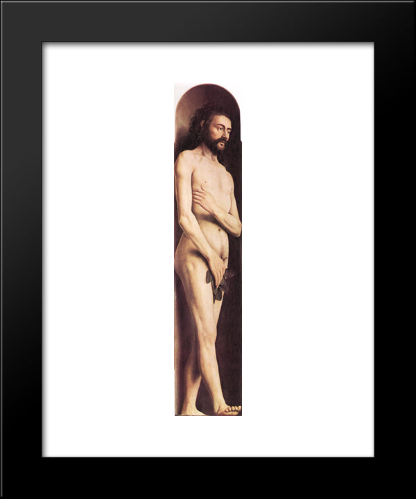 The Ghent Altarpiece: Adam 20x24 Black Modern Wood Framed Art Print Poster by van Eyck, Jan