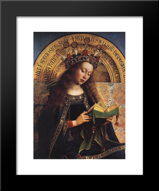 The Ghent Altarpiece: Virgin Mary [Detail] 20x24 Black Modern Wood Framed Art Print Poster by van Eyck, Jan