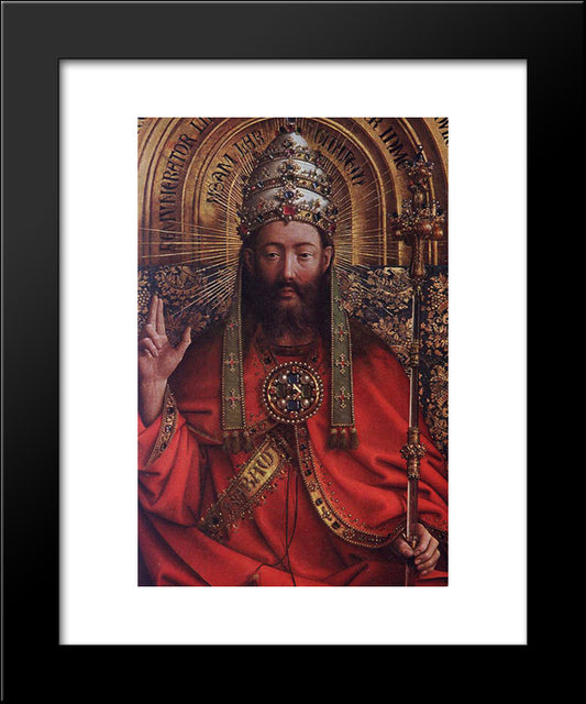 The Ghent Altarpiece: God Almighty [Detail] 20x24 Black Modern Wood Framed Art Print Poster by van Eyck, Jan