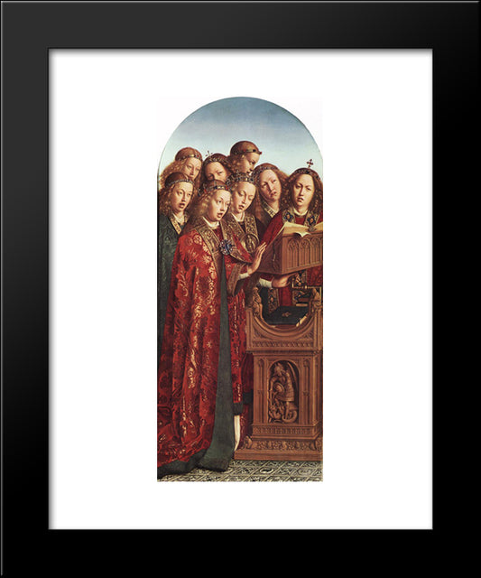 The Ghent Altarpiece: Singing Angels 20x24 Black Modern Wood Framed Art Print Poster by van Eyck, Jan