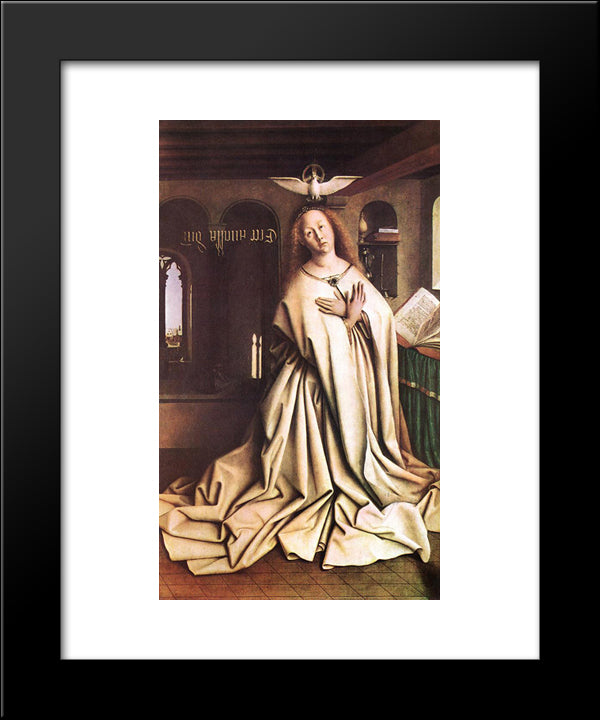 The Ghent Altarpiece: Mary Of The Annuncia 20x24 Black Modern Wood Framed Art Print Poster by van Eyck, Jan