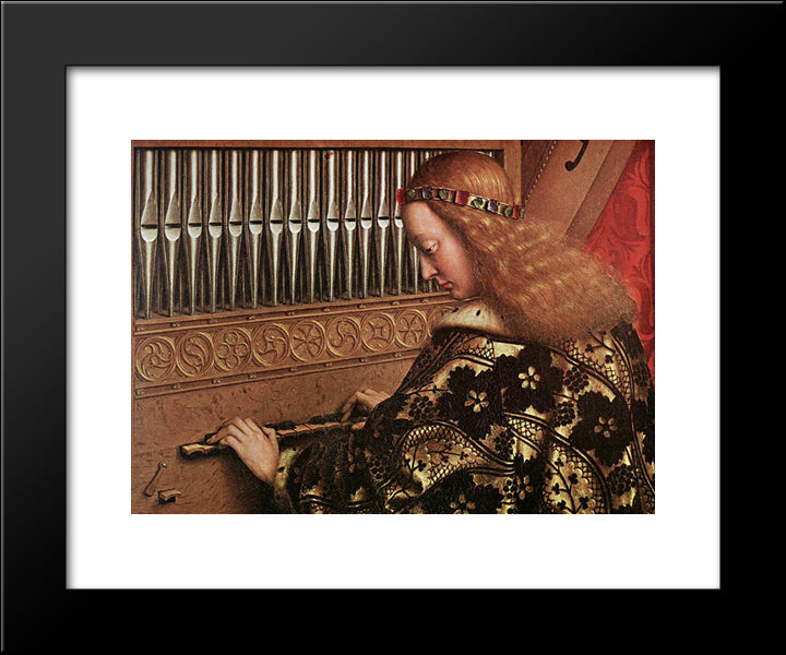 The Ghent Altarpiece: Angels Playing Music [Detail: 1] 20x24 Black Modern Wood Framed Art Print Poster by van Eyck, Jan