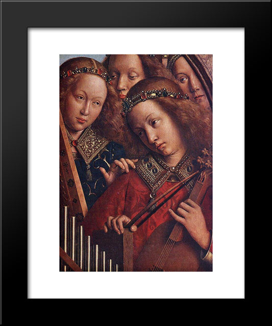 The Ghent Altarpiece: Angels Playing Music [Detail: 2] 20x24 Black Modern Wood Framed Art Print Poster by van Eyck, Jan