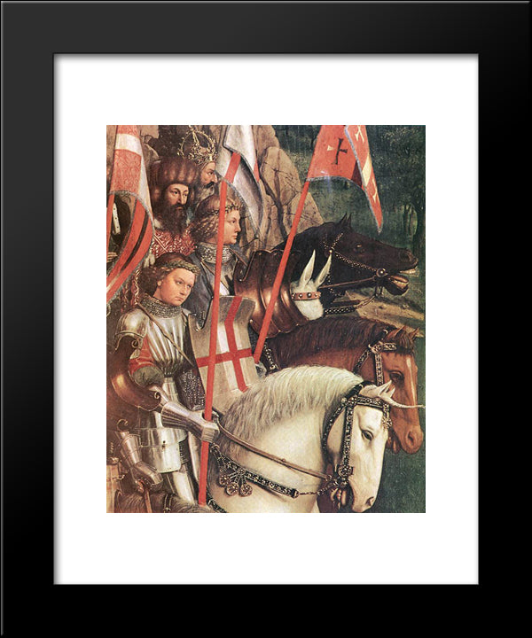 The Ghent Altarpiece: The Soldiers Of Christ [Detail] 20x24 Black Modern Wood Framed Art Print Poster by van Eyck, Jan