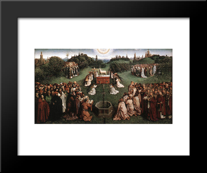 The Ghent Altarpiece: Adoration Of The Lamb 20x24 Black Modern Wood Framed Art Print Poster by van Eyck, Jan