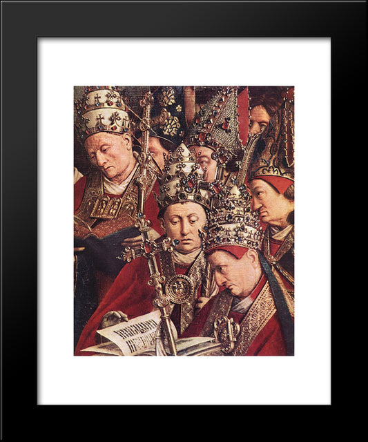 The Ghent Altarpiece: Adoration Of The Lamb [Detail: Bottom Right] 20x24 Black Modern Wood Framed Art Print Poster by van Eyck, Jan