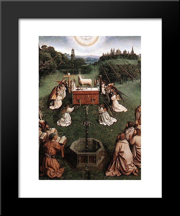 The Ghent Altarpiece: Adoration Of The Lamb [Detail: Centre] 20x24 Black Modern Wood Framed Art Print Poster by van Eyck, Jan